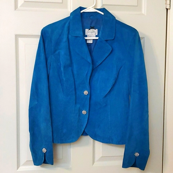 Vintage Suede Turquoise Blazer - Picture 1 of 7